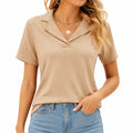 Damen Poloshirt Größe M Beige Kurzarm mit Reverskragen