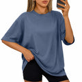 Damen T-Shirt Größe S Blau locker geschnitten mit Rundhalsausschnitt