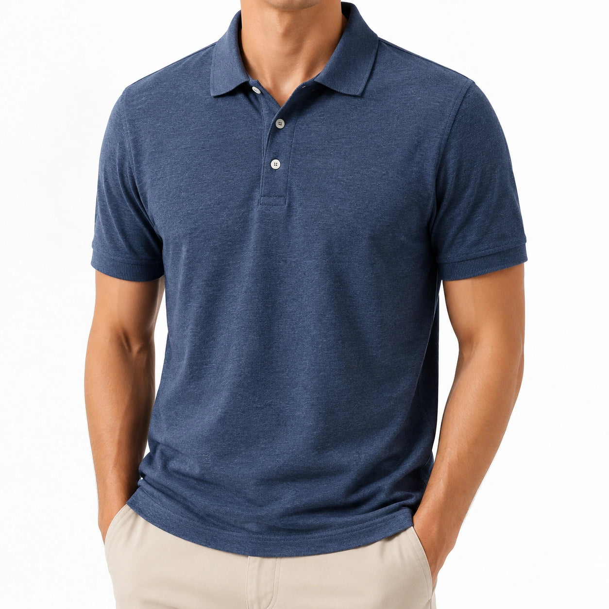 Herren Poloshirt Größe L Dunkelblau Kurzarm mit Knopfleiste