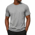 Herren T-Shirt M Grau Textil Kurzarm Rundhals schlicht