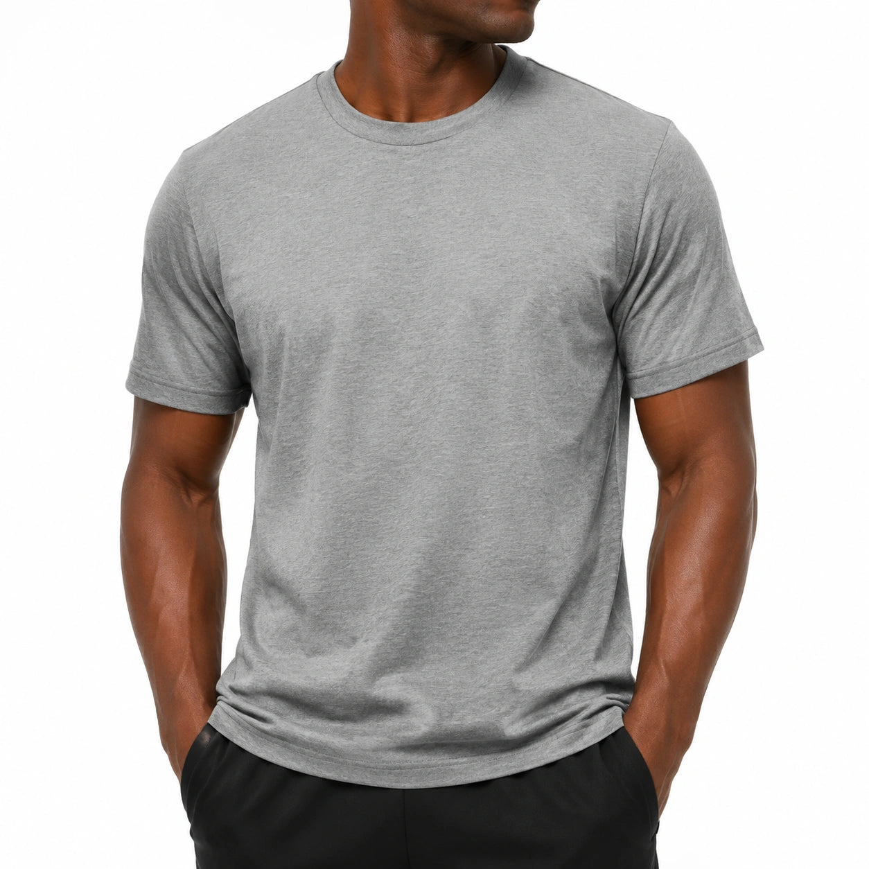 Herren T-Shirt M Grau Textil Kurzarm Rundhals schlicht