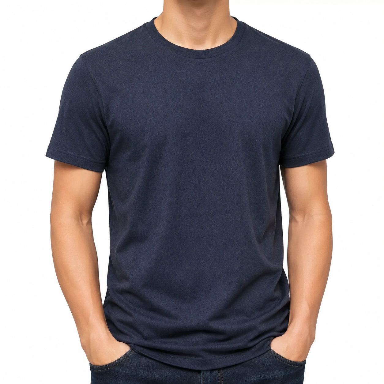 Herren T-Shirt XL Dunkelblau Kurzarm Rundhals Basic