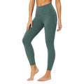 Damen Sportleggings Größe S aus elastischem Synthetikgewebe Grün mit hohem Bund für Training